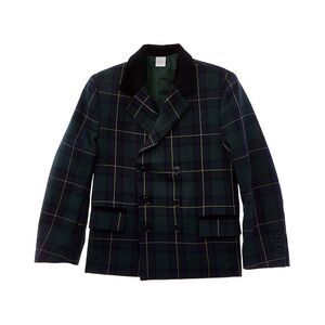 Pepa London Girls  Windsor Tartan Double-Breasted Wool-Blend Blazer, Green